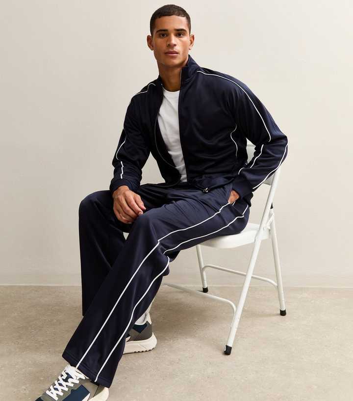 Navy Tricot Straight Leg Joggers
