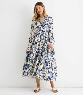 Gini London Blue Floral Print Shirt Dress