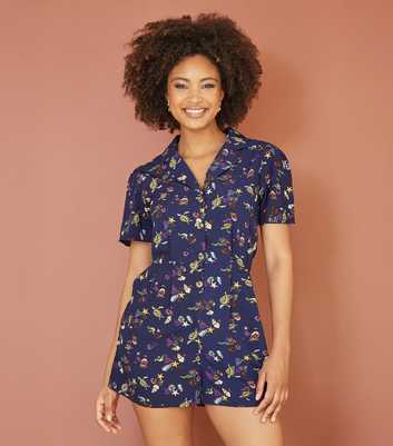 Yumi Navy Seaside Print Playsuit