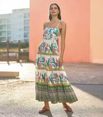 Yumi White Floral Print Tiered Dress