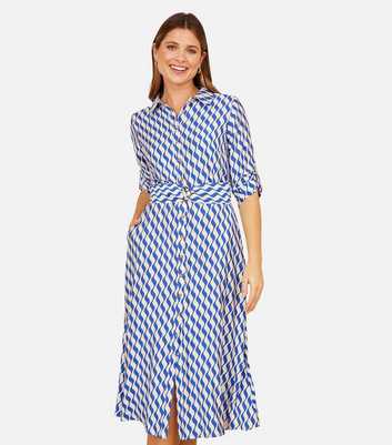 Yumi Blue Swirl Print Shirt Dress