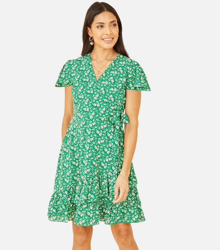 Yumi Green Floral Print Mini Skater Dress