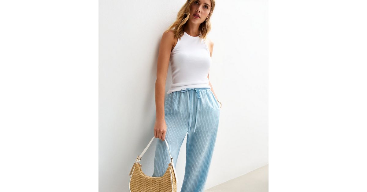 Woven Stripe Drawstring Trousers main image 1