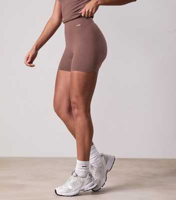 Gym King Plush Brown Logo Waist Jersey Shorts 