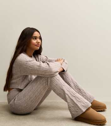 Girls Stone Cable Knit Flared Trousers