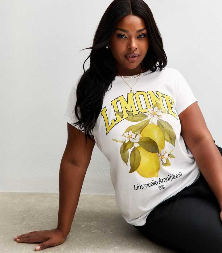 Curves White Lemon Print T-Shirt