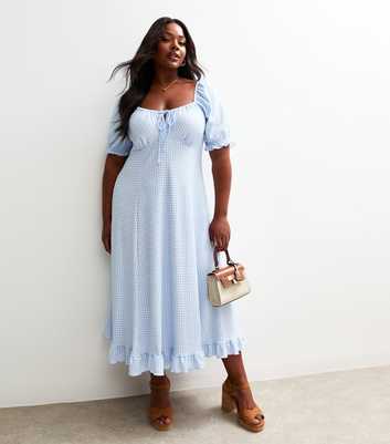 Women's Plus Size Short Sleeve Dress Round Neck Ruffle Hem Flowy A-Line Dresses Casual Beach Button Down Midi Dress