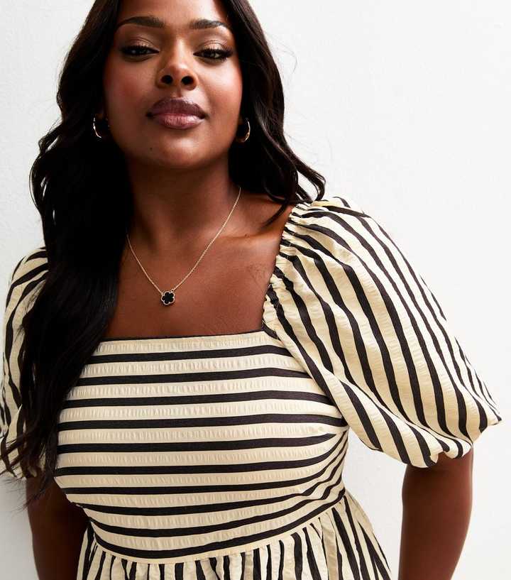 MILKFED STRIPED PUFF SLEEVE SHIRTS Blue and White Stripe Puffed 