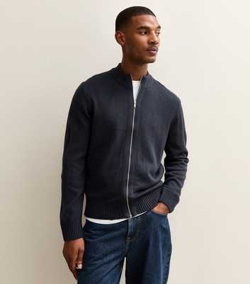 Navy Regular Zip Up Jumper