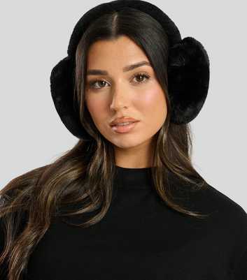 South Beach Black Fluffy Earmuffs