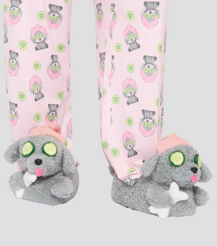 Loungeable Grey Doggy Slippers