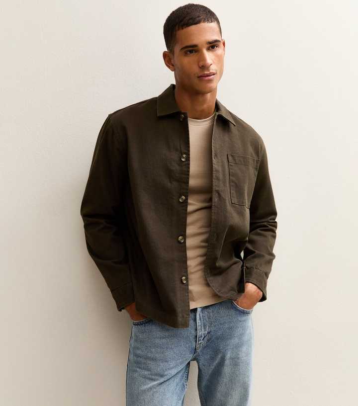 Dark Brown Boxy Heavyweight Twill Overshirt