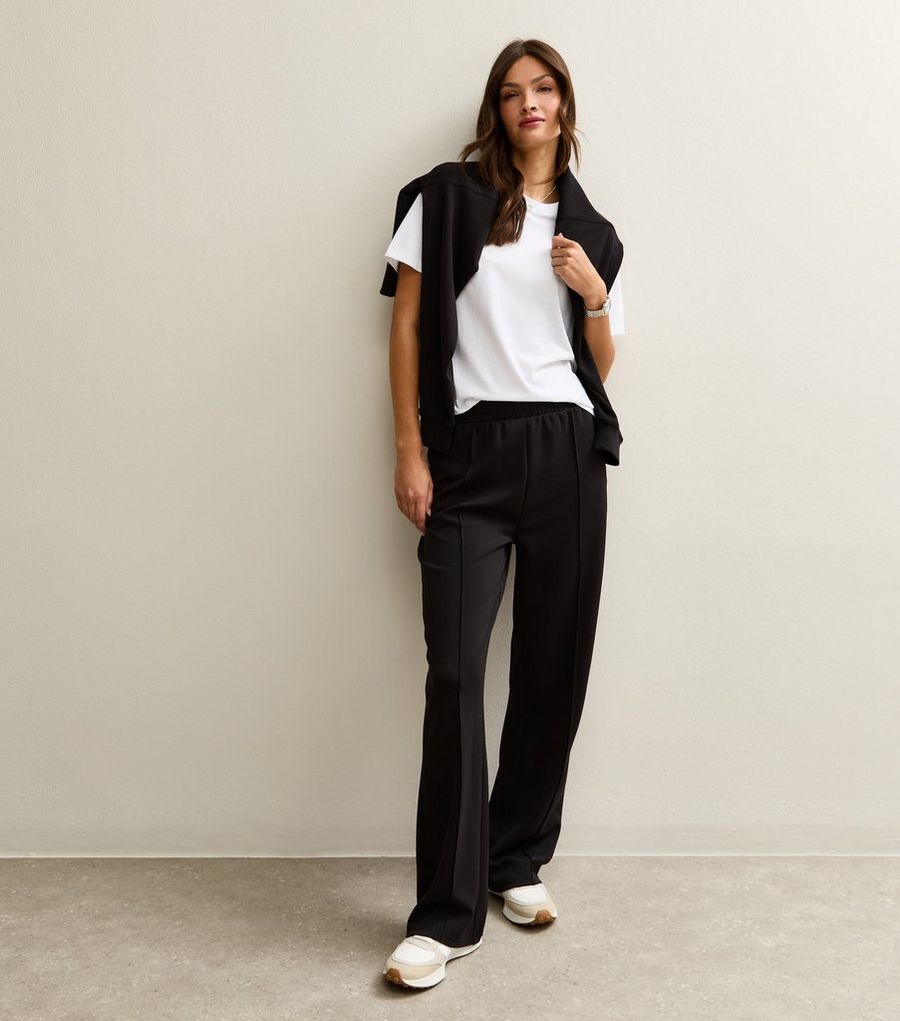 Tall Premium Black Jersey Wide Leg Joggers