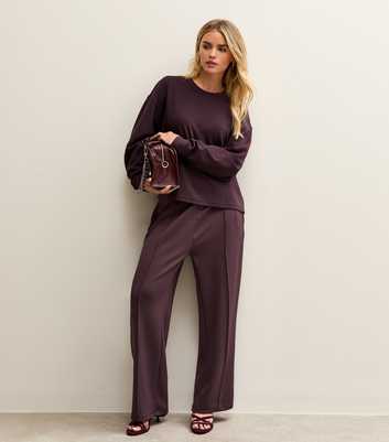 Petite Premium Dark Purple  Wide Leg Joggers