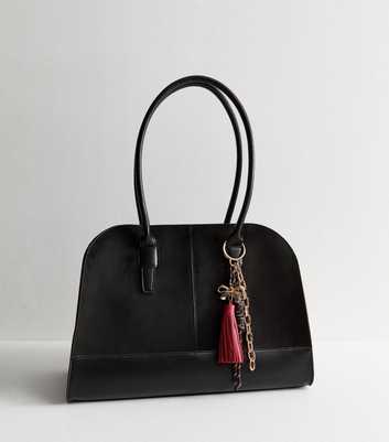 Black Faux Suede Kettle Bag