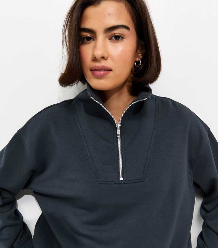 Premium Black Quarter Zip Sweatshirt