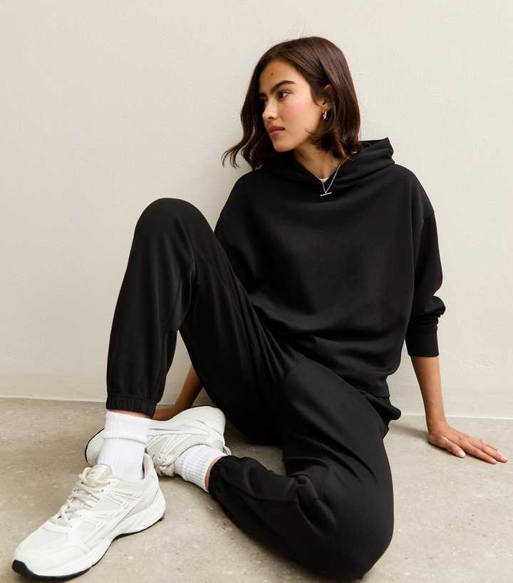Premium Black Jersey Cuffed Joggers