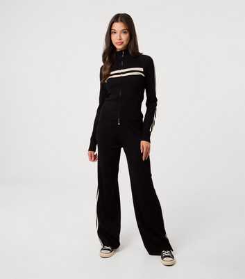 Pink Vanilla Black Contrast Stripe Wide Leg Trousers