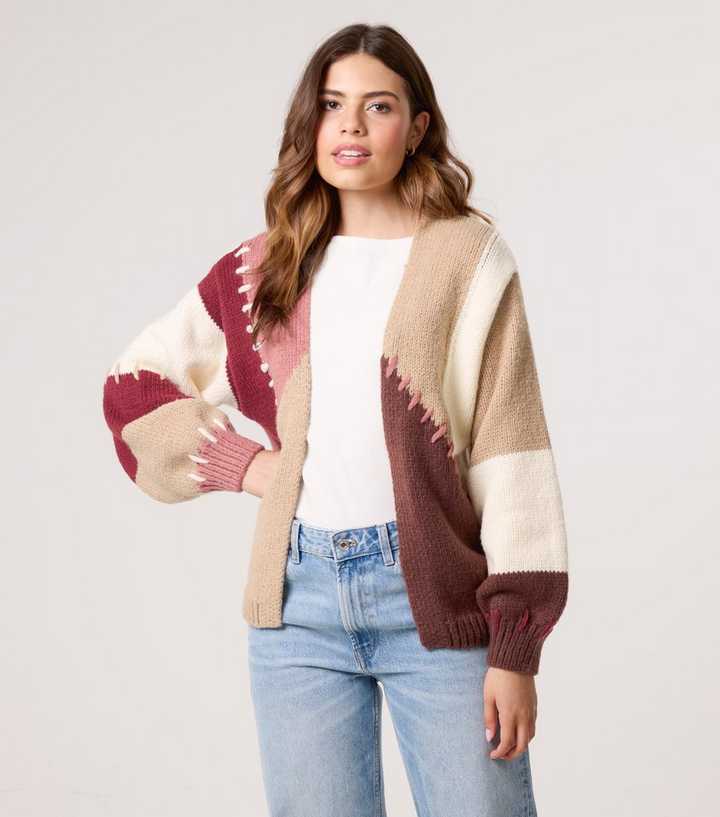 Blue Vanilla Brown Colourblock Cardigan
