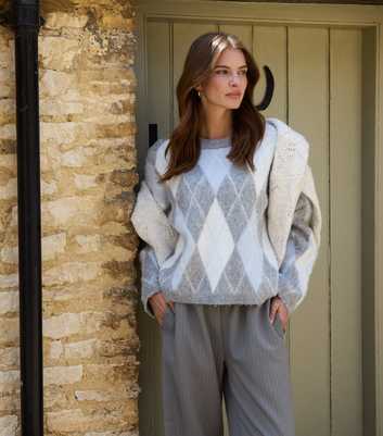 Blue Vanilla Blue Argyle Knit Jumper