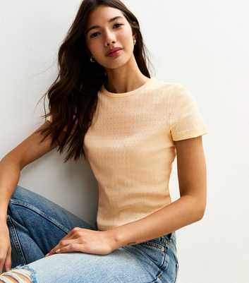 Light Yellow Pointelle Crew Neck Baby Tee