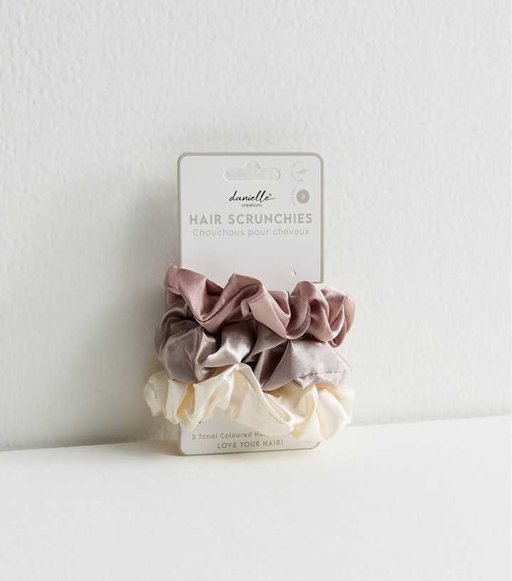 Danielle Creations Pack of 3 Cream Satin Scrunchies