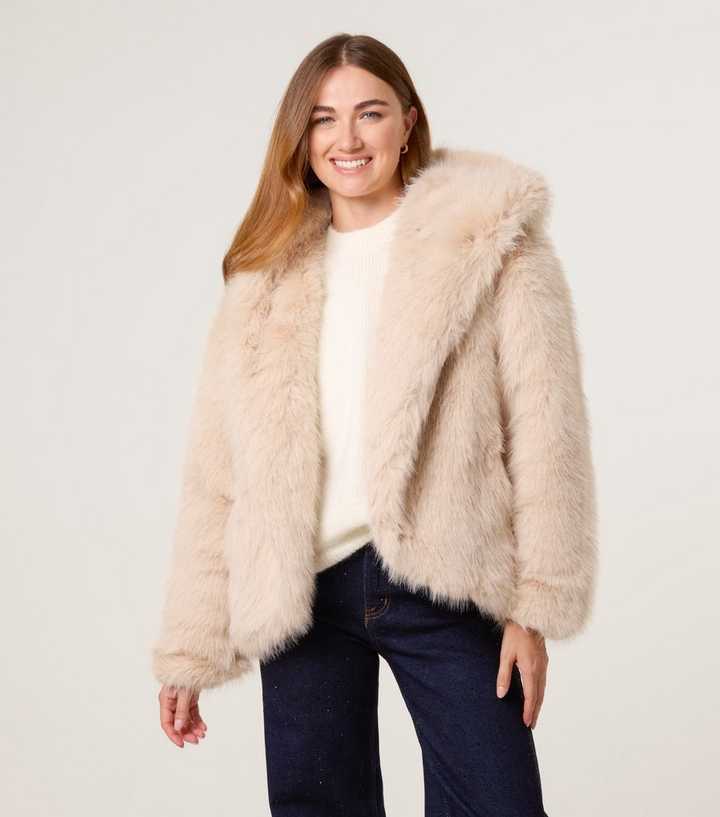 Blue Vanilla Cream Faux Fur Hooded Coat