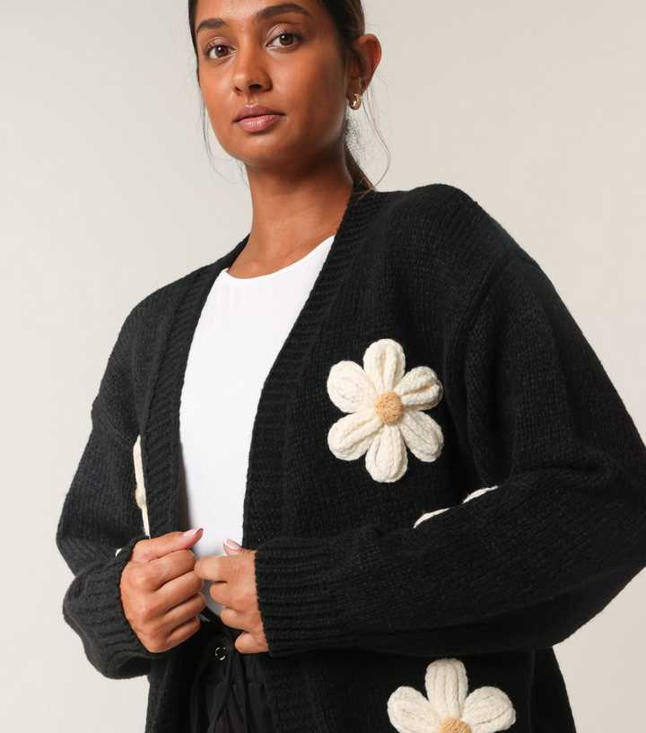 Blue Vanilla Black Daisy Embroidered Cardigan