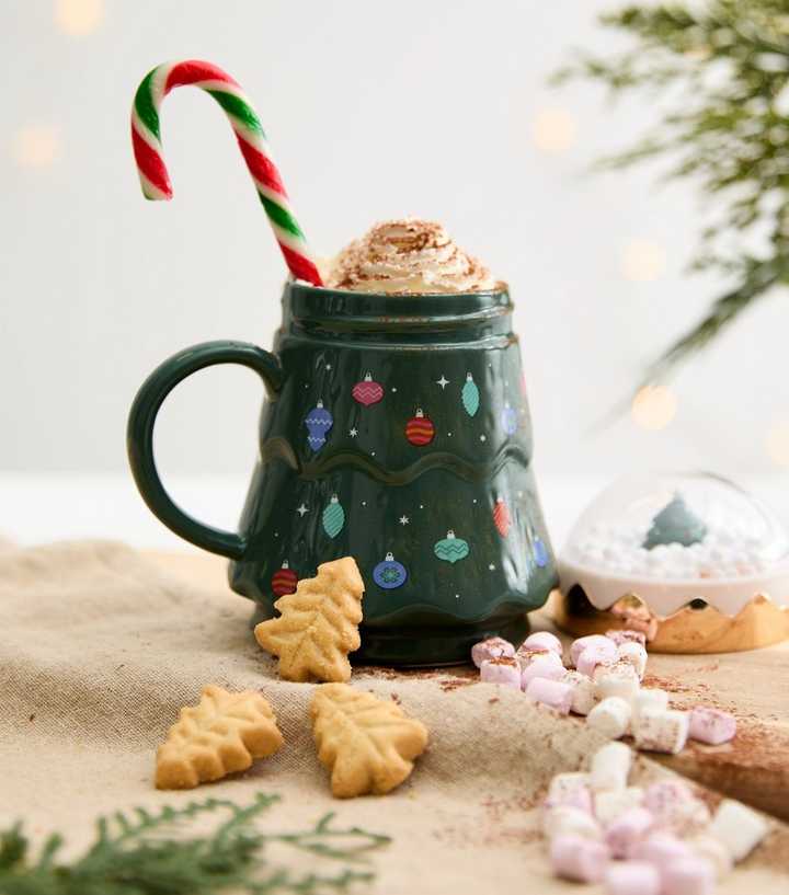 2 in 1 Green Christmas Tree Mug and Snow Globe Lid