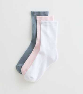Pack of 3 Multicolour Ribbed Tube Ankle Socks