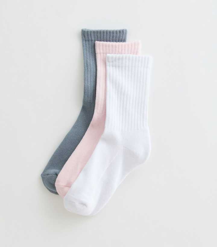 Pack of 3 Multicolour Ribbed Tube Ankle Socks