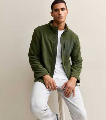 Dark Green Relaxed Fleece Tech Jacket