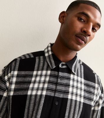 Black and White Relaxed Checked Long Sleeve Shirt New Look