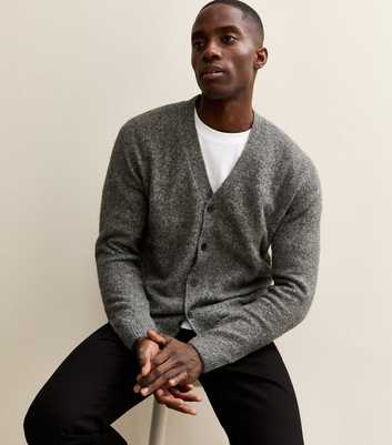 Jack and Jones Grey Knit V-Neck Cardigan