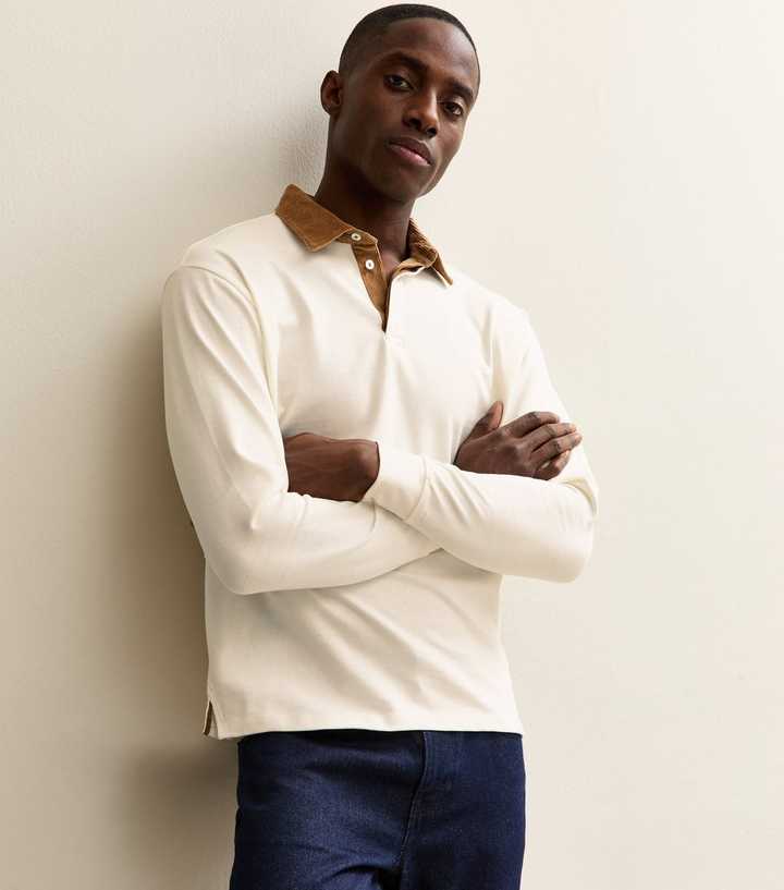 Jack & Jones Off White Contrast Collar Polo Shirt