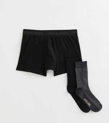 Jack & Jones Black Patterned Boxers and Socks Gift Set