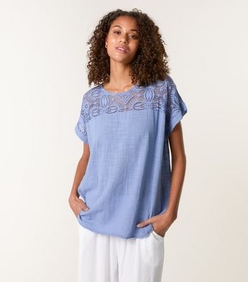 Blue Vanilla Blue Lace Pattern Top | New Look Blue Vanilla Blue Lace Pattern Top | New Look