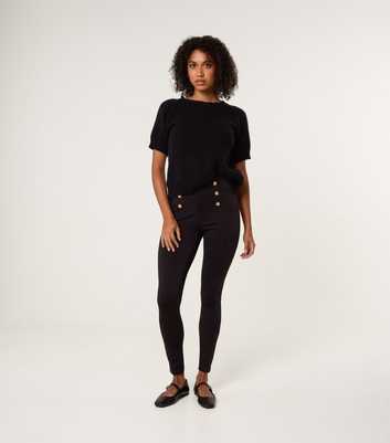 Blue Vanilla Black Button Detail High Waist Trousers