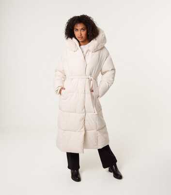 Blue Vanilla Stone Long Hooded Puffer Coat