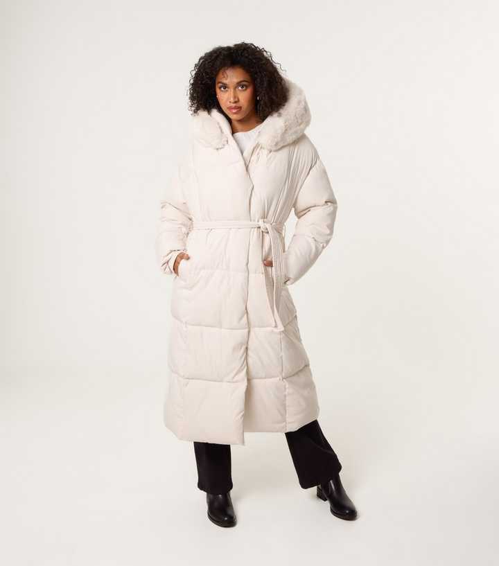 Blue Vanilla Stone Long Hooded Puffer Coat