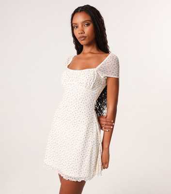 Pink Vanilla White Floral Print Mini Dress