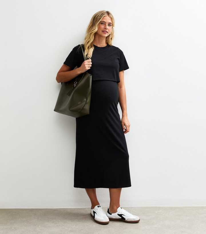 strapless open back dress Charcoal Oversized Long Sleeve Maternity T-Shirt Dress  PinkBlush