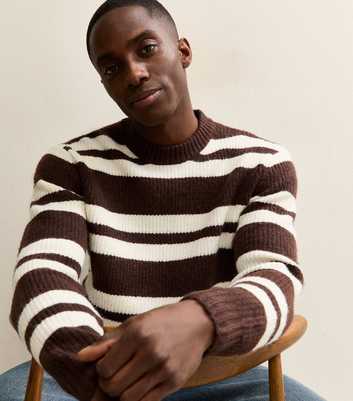 Jack & Jones Dark Brown Regular Striped Jumper