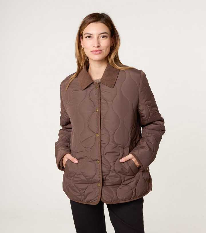 Blue Vanilla Brown Quilt Cord Collar Coat