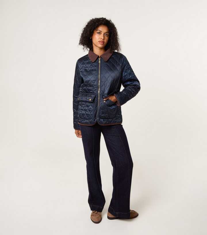 Blue Vanilla Navy Diamond Quilted Jacket New Look
