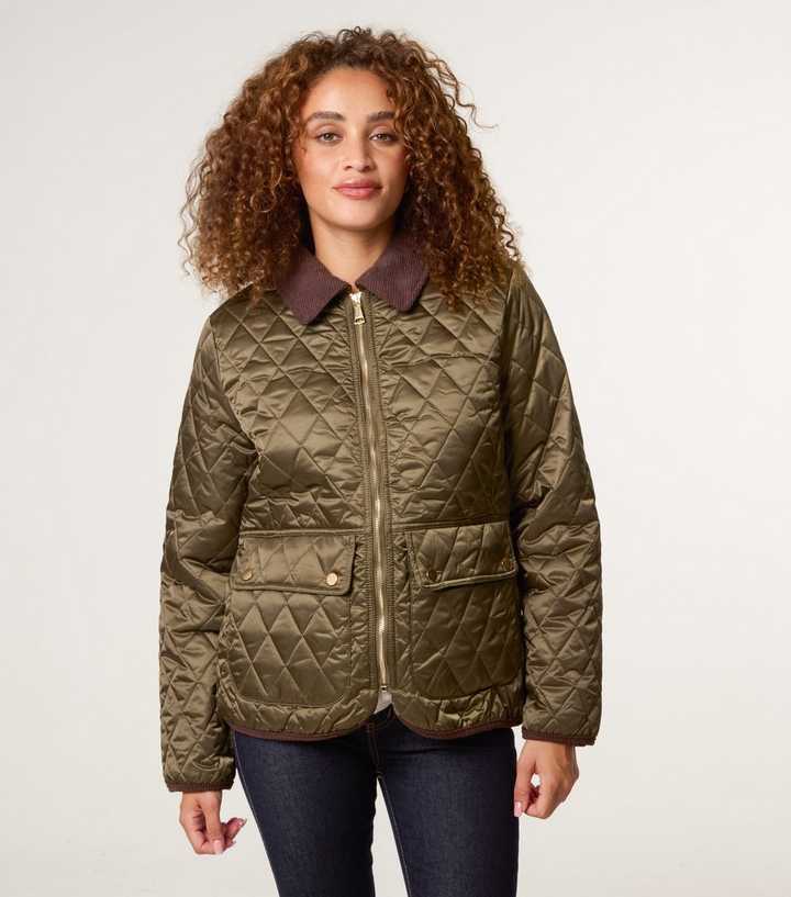 Blue Vanilla Khaki Quilted Corduroy Collar Coat
