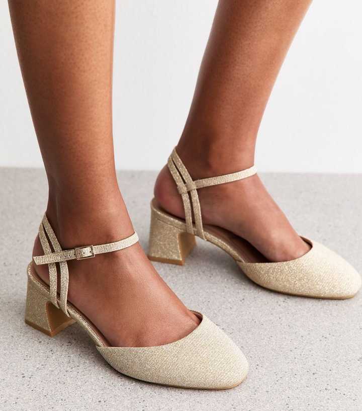 Extra Wide Fit Gold Shimmer Finish Sandals