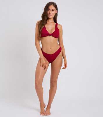 Urban Bliss Dark Red Textured Bikini Bottoms