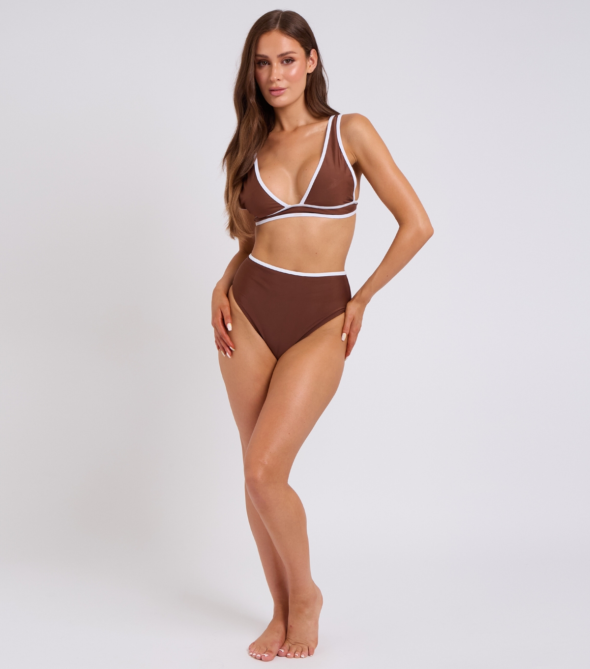 Urban Bliss Women's Rust Brown Contrast Trim Bikini Bottoms New Look Uk Size 16
