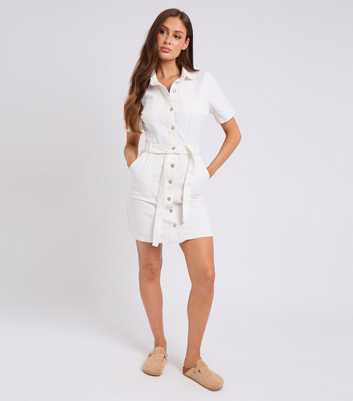Urban Bliss White Twill Shirt Dress